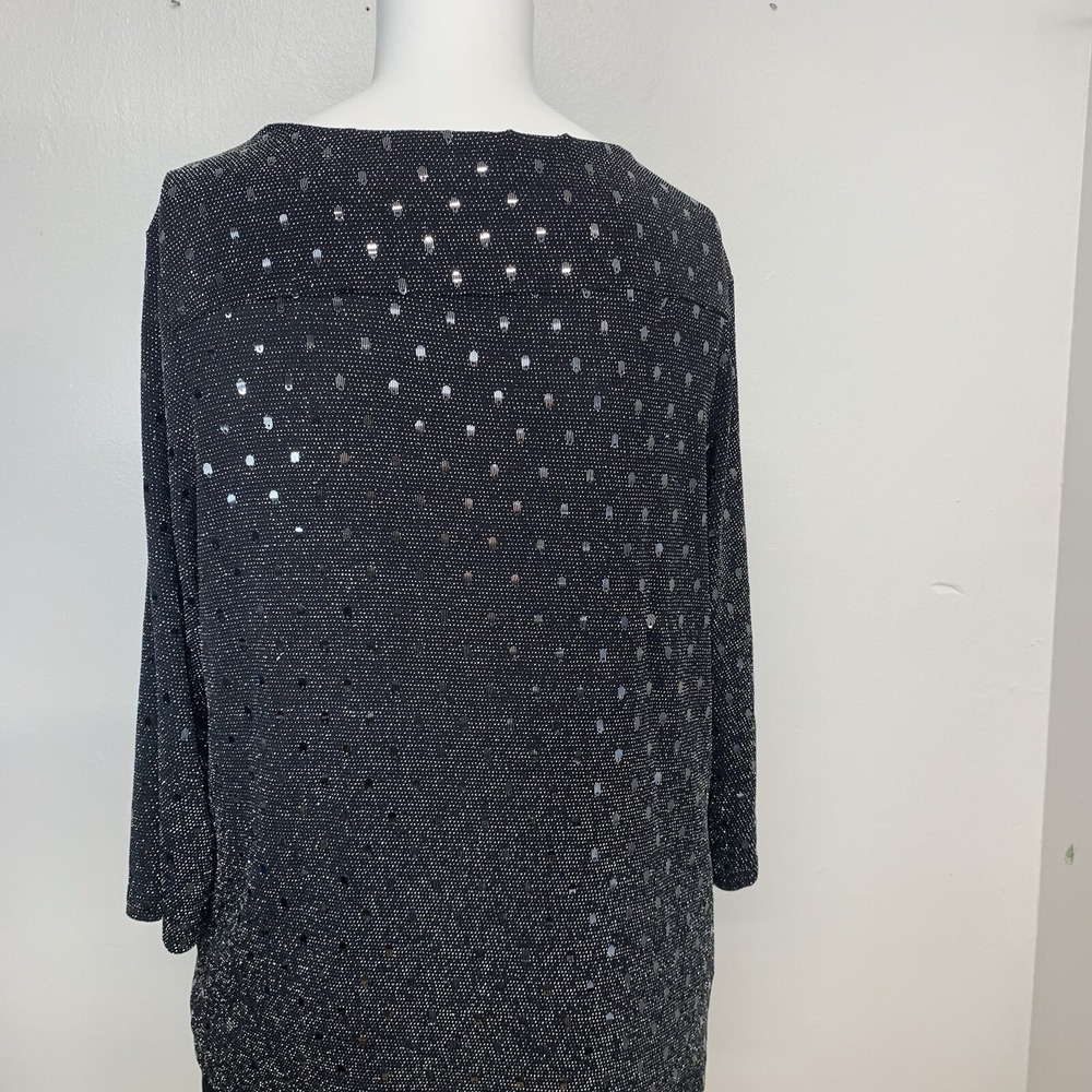 Avenue  Sequin Metallic Open Front Cardigan Women 22/24 Silver Black Sparkly - Picture 2 of 11
